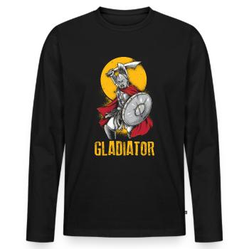 Gladiateur guerrier spartiate combat cadeau guerrier - T-shirt manches longues Premium bio Homme - noir - Devant - Nico (187cm)