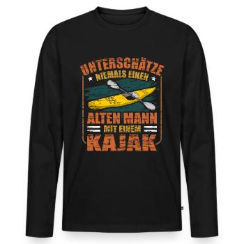 Alter Mann Kajak Kajakfahren Spruch Kajakfahrer - Männer Premium Bio Langarmshirt - Schwarz - Vorne - Nico (187cm)