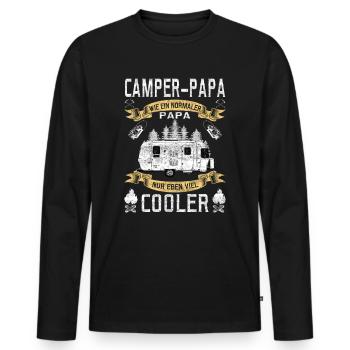 Camper Papa Camping Vater Hobby - Männer Premium Bio Langarmshirt - Schwarz - Vorne - Nico (187cm)