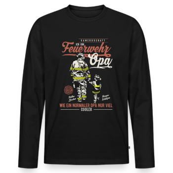 Feuerwehr Opa Spruch Feuerwehrmann Geschenk - Männer Premium Bio Langarmshirt - Schwarz - Vorne - Nico (187cm)