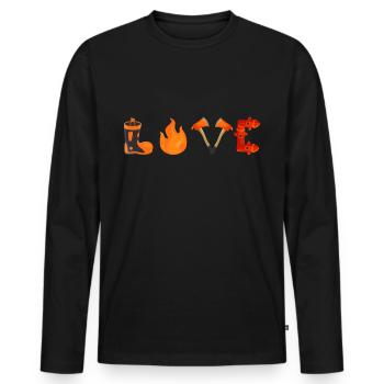 LOVE Firefighter - Männer Premium Bio Langarmshirt - Schwarz - Vorne - Nico (187cm)