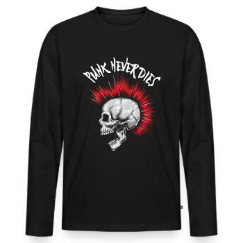 Punk Rock Punk Music Retro Punks Punk Never Dies - Men's Premium Organic Long Sleeve Shirt - black - Front - Nico (187cm)