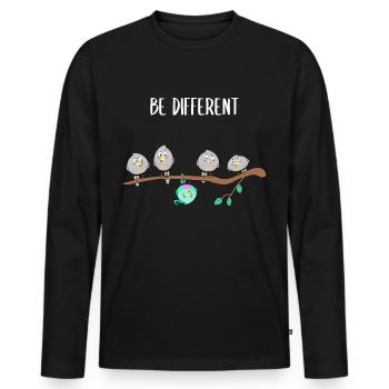 Bird - Be Different Funny Saying Conformity - Men's Premium Organic Long Sleeve Shirt - black - Front - Nico (187cm)