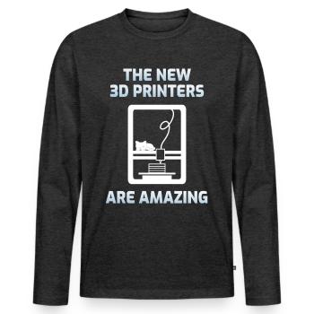 3d Drucken - Männer Premium Bio Langarmshirt - Anthrazit meliert - Vorne - Nico (187cm)