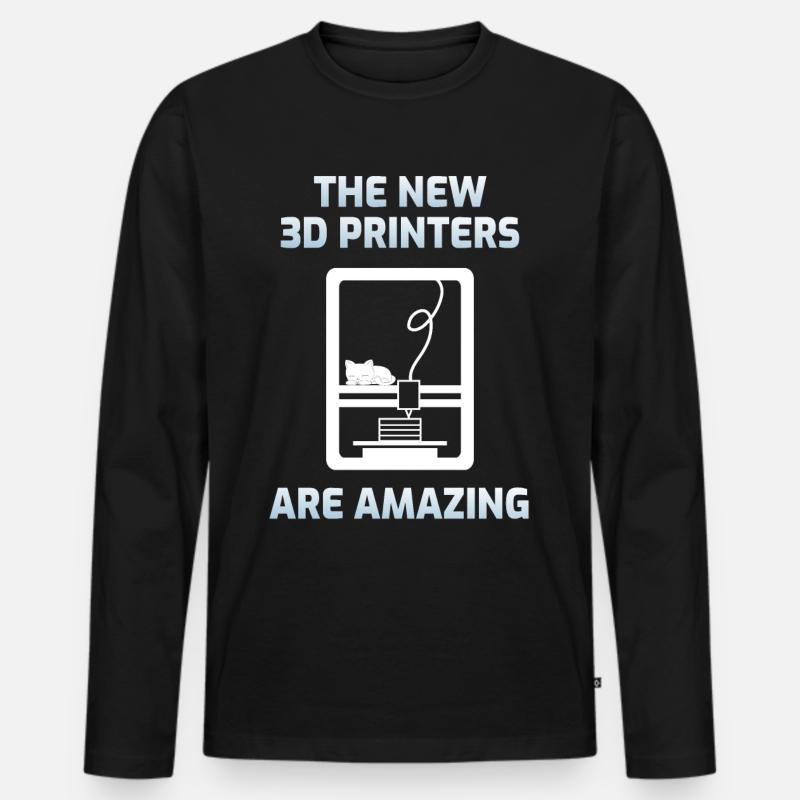 3d Drucken - Männer Premium Bio Langarmshirt - Schwarz