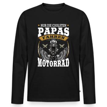 Motorrad Papa Biker Vater Hobby Geschenk - Männer Premium Bio Langarmshirt - Schwarz - Vorne - Nico (187cm)