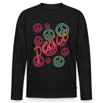 peace - Männer Premium Bio Langarmshirt - Schwarz - Vorne - Nico (187cm)