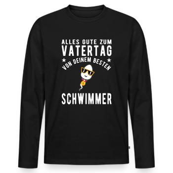 Geschenk zum Vatertag Bester Schwimmer - Männer Premium Bio Langarmshirt - Schwarz - Vorne - Nico (187cm)