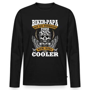 Biker Papa Motorrad Hobby Geschenk zum Vatertag - Männer Premium Bio Langarmshirt - Schwarz - Vorne - Nico (187cm)