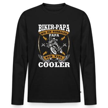Biker Papa Motorrad Vater Geburtstag Geschenk - Männer Premium Bio Langarmshirt - Schwarz - Vorne - Nico (187cm)