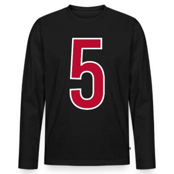 Zahl 5 Nummer Fünf - Männer Premium Bio Langarmshirt - Schwarz - Vorne - Nico (187cm)