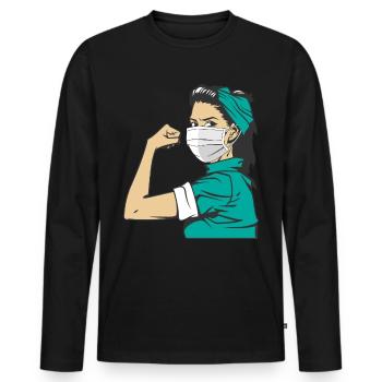 Rose The Riveter - Nurse Nurse - Men's Premium Organic Long Sleeve Shirt - black - Front - Nico (187cm)