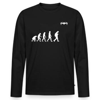 Tshirt Evolution Drone fliegen Dronenfan Dronen - Männer Premium Bio Langarmshirt - Schwarz - Vorne - Nico (187cm)