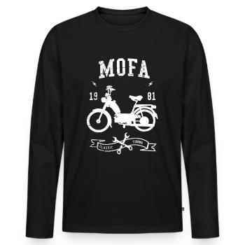 mofa biker moped Motorrad Strasse 2takt mofafahrer - Männer Premium Bio Langarmshirt - Schwarz - Vorne - Nico (187cm)