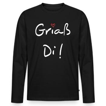 Griaß di Allgäu - Männer Premium Bio Langarmshirt - Schwarz - Vorne - Nico (187cm)