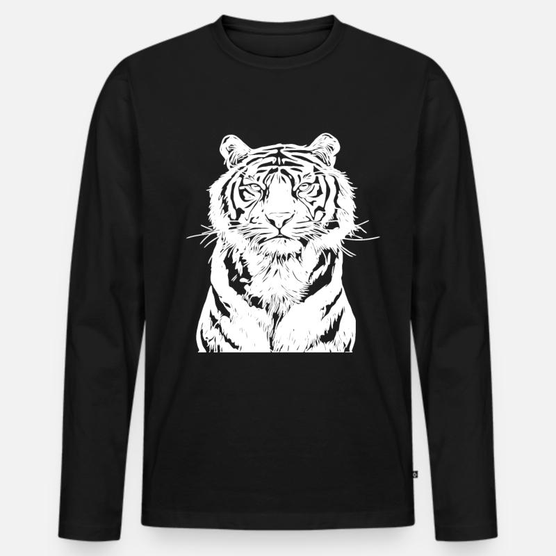 Weißer Tiger - Männer Premium Bio Langarmshirt - Schwarz