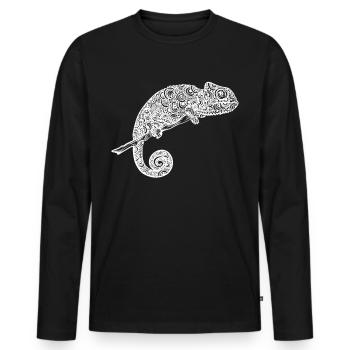 Chameleon white - Men's Premium Organic Long Sleeve Shirt - black - Front - Nico (187cm)