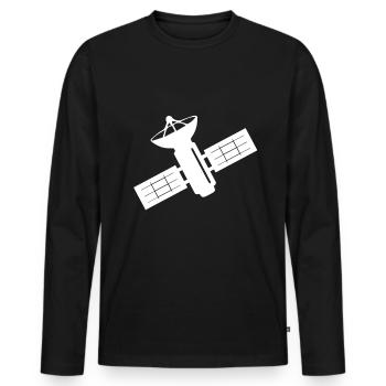 Satellite orbite spatiale idée cadeau - T-shirt manches longues Premium bio Homme - noir - Devant - Nico (187cm)