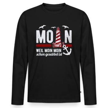 Moin Moin Norddeutsch Leuchtturm Möwen Spruch - Männer Premium Bio Langarmshirt - Schwarz - Vorne - Nico (187cm)