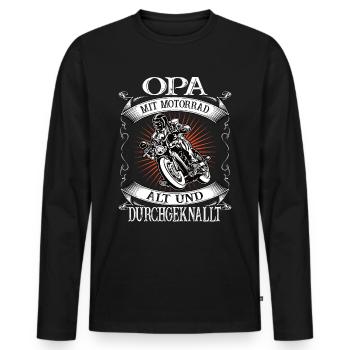Grandpa with motorcycle biker pensioner gift - Men's Premium Organic Long Sleeve Shirt - black - Front - Nico (187cm)