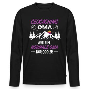 Geocacher Geocaching Oma Cache Geschenk - Männer Premium Bio Langarmshirt - Schwarz - Vorne - Nico (187cm)