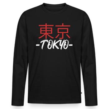 Japon Tokyo - T-shirt manches longues Premium bio Homme - noir - Devant - Nico (187cm)