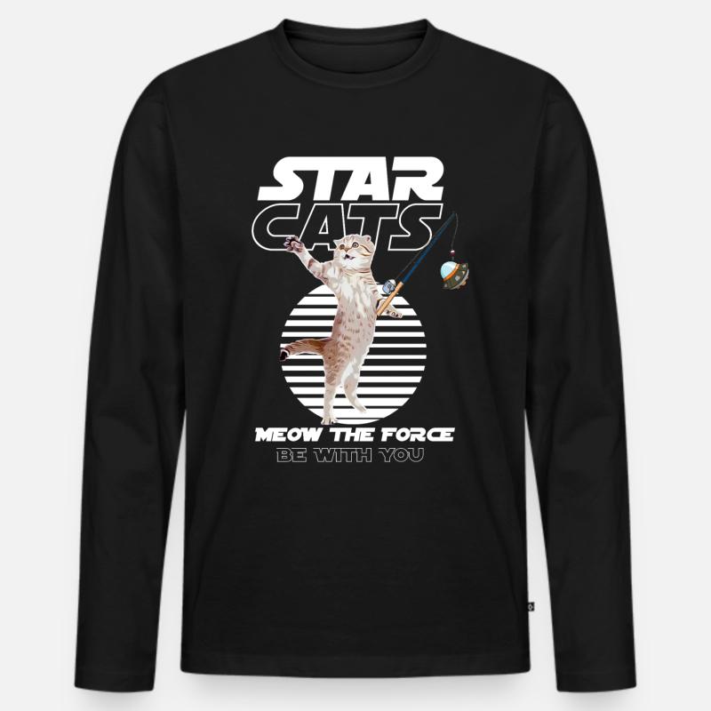 Star Cats Angler Geschenkidee Geburtstag - Männer Premium Bio Langarmshirt - Schwarz