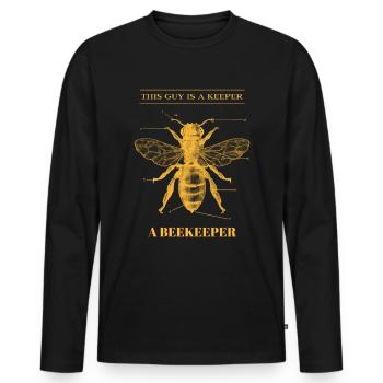 Cadeau de chemise drôle apiculteur abeille - T-shirt manches longues Premium bio Homme - noir - Devant - Nico (187cm)