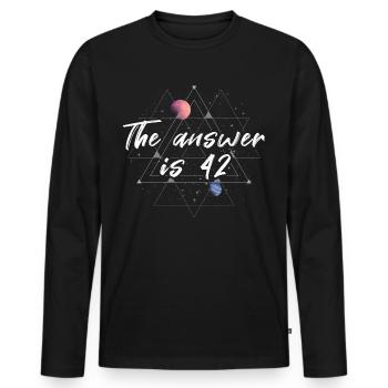 the answer is 42 - Männer Premium Bio Langarmshirt - Schwarz - Vorne - Nico (187cm)