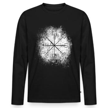Vegvisir Viking Compass Runes Grunge - T-shirt manches longues Premium bio Homme - noir - Devant - Nico (187cm)