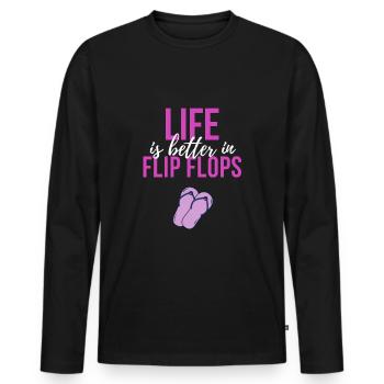 Flip flops life - Men's Premium Organic Long Sleeve Shirt - black - Front - Nico (187cm)