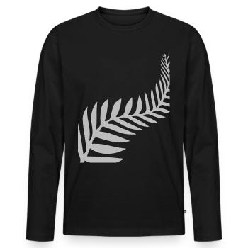 Maori Feder Federn - Männer Premium Bio Langarmshirt - Schwarz - Vorne - Nico (187cm)