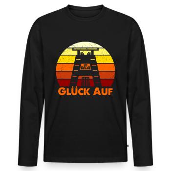 Glück Auf - Ruhrgebiet Kumpel Zeche Ruhrpott Junge - Männer Premium Bio Langarmshirt - Schwarz - Vorne - Nico (187cm)