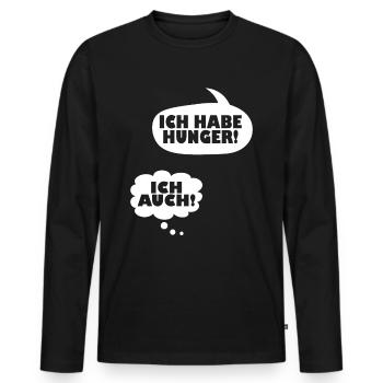 Ich Habe Hunger Schwangerschaftsmode Werdende Mutt - Männer Premium Bio Langarmshirt - Schwarz - Vorne - Nico (187cm)