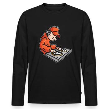 BATTLE DJ TURNTABLISM DEEJAY TURNTABLE GIFT - T-shirt manches longues Premium bio Homme - noir - Devant - Nico (187cm)