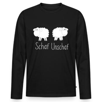 Schaf Unschaf - Witziges Geschenk - Männer Premium Bio Langarmshirt - Schwarz - Vorne - Nico (187cm)