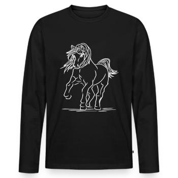 Horse brown colt foal pony stallion cold blood - Men's Premium Organic Long Sleeve Shirt - black - Front - Nico (187cm)