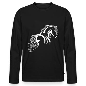 Horse brown colt foal pony stallion cold blood - Men's Premium Organic Long Sleeve Shirt - black - Front - Nico (187cm)