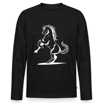 Horse brown colt foal pony stallion cold blood - Men's Premium Organic Long Sleeve Shirt - black - Front - Nico (187cm)