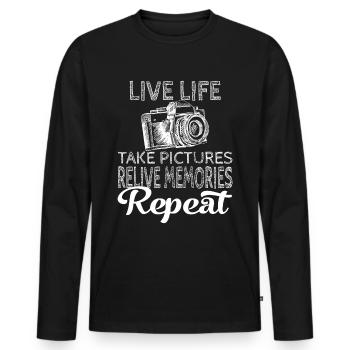 Prenez des photos de l'appareil photo esquissé - T-shirt manches longues Premium bio Homme - noir - Devant - Nico (187cm)