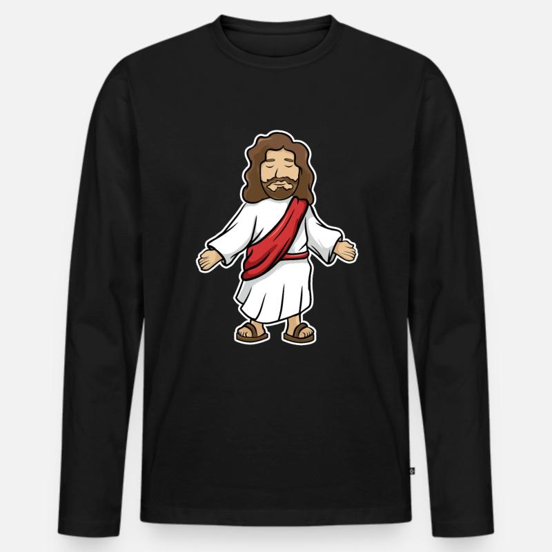 Jesus - Männer Premium Bio Langarmshirt - Schwarz