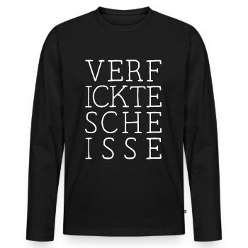 Verfickte Scheisse lustige Sprüche Geschenkidee - Männer Premium Bio Langarmshirt - Schwarz - Vorne - Nico (187cm)