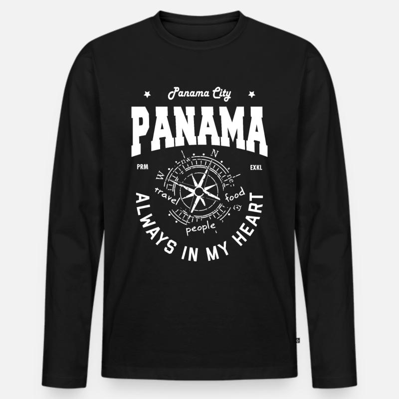 Panama City - Panama - Männer Premium Bio Langarmshirt - Schwarz