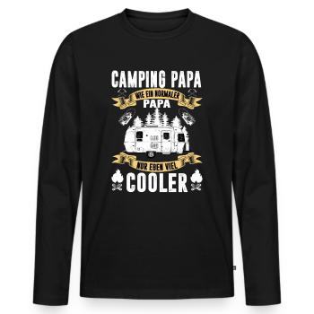 Camping Papa Wohnwagen Hobby Cooler Vater - Männer Premium Bio Langarmshirt - Schwarz - Vorne - Nico (187cm)