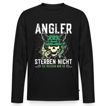 Angler Anglershirt Angeln Angel Angler Angler - Männer Premium Bio Langarmshirt - Schwarz - Vorne - Nico (187cm)