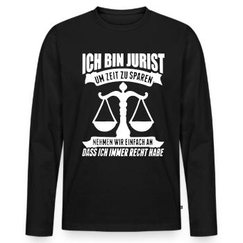 Jurist Jura Jurist Anwalt Richter Jurist Geschenk - Männer Premium Bio Langarmshirt - Schwarz - Vorne - Nico (187cm)