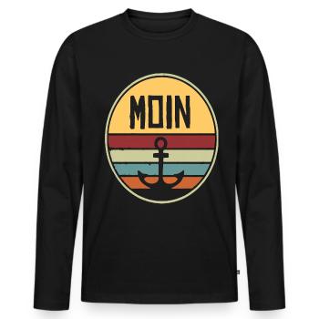 Moin Moin Nordsee Ostsee Meer Wasser Geschenkidee - Männer Premium Bio Langarmshirt - Schwarz - Vorne - Nico (187cm)