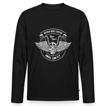 Motorcyclist biker shirt gift - Men's Premium Organic Long Sleeve Shirt - black - Front - Nico (187cm)