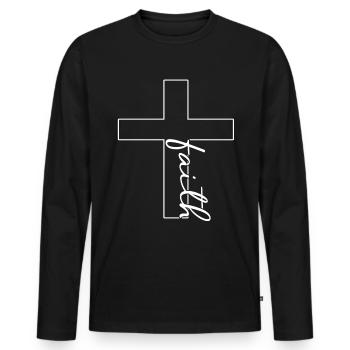 Foi - T-shirt manches longues Premium bio Homme - noir - Devant - Nico (187cm)