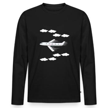 Flugzeug - Männer Premium Bio Langarmshirt - Schwarz - Vorne - Nico (187cm)